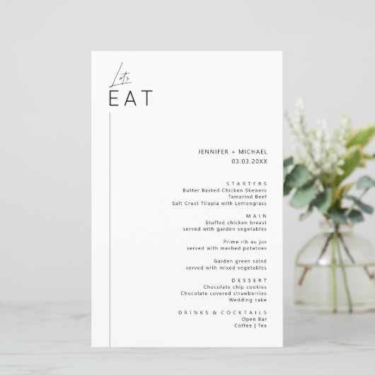 Minimaliserende Moderne Kaart van het Menu van Ini (Staand voorkant)