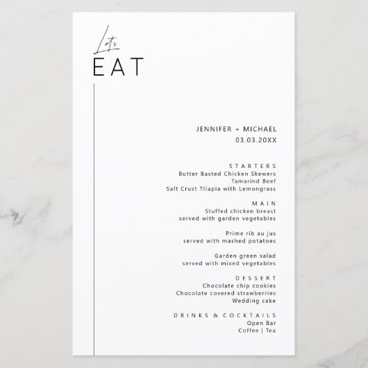 Minimaliserende Moderne Kaart van het Menu van Ini (Voorkant)