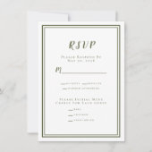 Minimaliserende Olive Green Menu Simple RSVP (Voorkant)