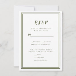 Minimaliserende Olive Green Menu Simple RSVP