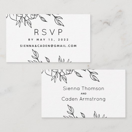 Minimaliserende online RSVP-kaart met witte bruilo Visitekaartje (Voorkant / Achterkant)