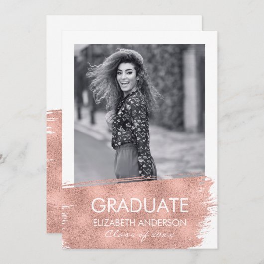 Minimaliserende Photo Afstuderen Announcement Card Aankondiging (Voorkant / Achterkant)