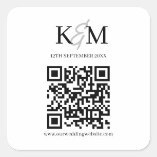 Minimaliserende QR-code Scannen bruiloft Website Vierkante Sticker