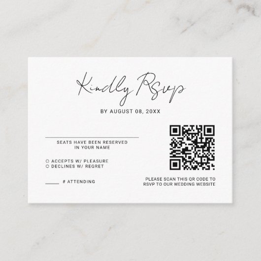 Minimaliserende QR-code voor bruiloft met foto's Informatiekaartje (Voorkant)