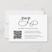 Minimaliserende QR-code voor bruiloft met script R RSVP Kaartje (Voorkant)