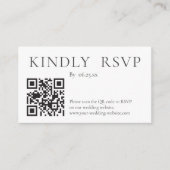 Minimaliserende RSVP online met QR-code Informatiekaartje (Voorkant)
