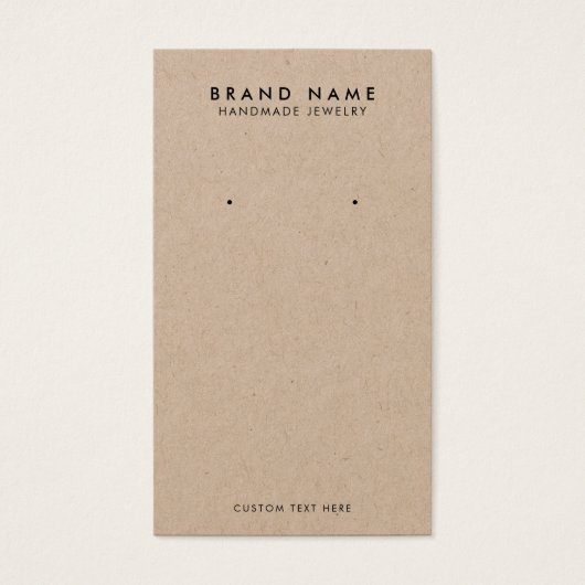 Minimaliserende Rustic Kraft Earring Display Kaart (Voorkant)