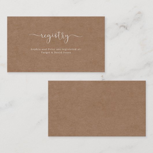 Minimaliserende Rustic Registry Enclosure Kaart (Voorkant / Achterkant)