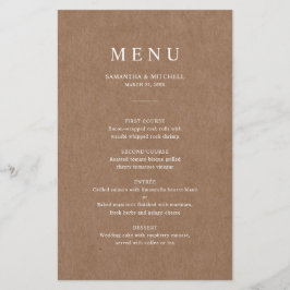 Minimaliserende Rustic Wedding-menukaart