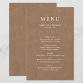 Minimaliserende Rustic Wedding-menukaart (Voorkant / Achterkant)