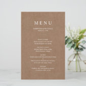 Minimaliserende Rustic Wedding-menukaart (Staand voorkant)