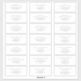 Minimaliserende Silver Typography Guest Adresetike Sticker