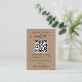 Minimaliserende Simple Kraft Wedding Website QR Informatiekaartje (Staand voorkant)