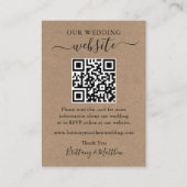 Minimaliserende Simple Kraft Wedding Website QR Informatiekaartje (Voorkant)