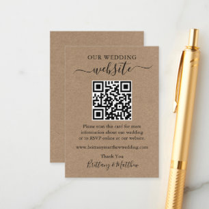 Minimaliserende Simple Kraft Wedding Website QR Informatiekaartje
