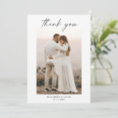 Minimaliserende Simple Script Weduwfoto Bedankkaart (Staand voorkant)