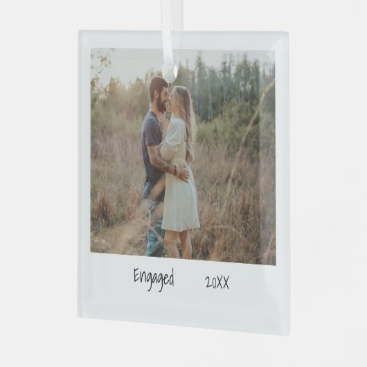 Minimaliserende Simple Verloving Photo Engaged Glas Ornament (Voorkant links)