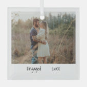 Minimaliserende Simple Verloving Photo Engaged Glas Ornament (Voorkant)