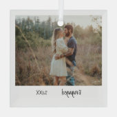 Minimaliserende Simple Verloving Photo Engaged Glas Ornament (Achterkant)