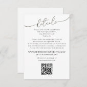 Minimaliserende Simple Wedding Details QR Code Sja Informatiekaartje (Voorkant / Achterkant)