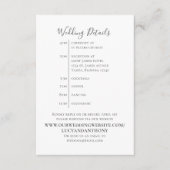 Minimaliserende Simple Wedding Details Tijdschema Informatiekaartje (Voorkant)