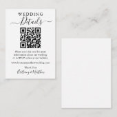 Minimaliserende Simple Wedding Details Website QR Informatiekaartje (Voorkant / Achterkant)