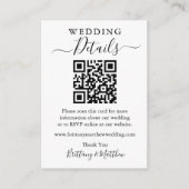 Minimaliserende Simple Wedding Details Website QR Informatiekaartje (Voorkant)