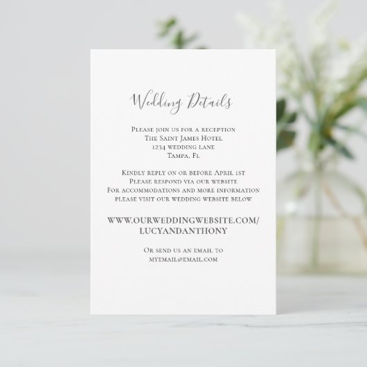 Minimaliserende Simple Wedding Details Website Sja Informatiekaartje (Staand voorkant)