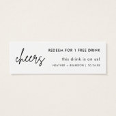 Minimaliserende Simple Wedding Drink Ticket Kaarte Mini Visitekaartjes (Achterkant)