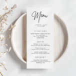 Minimaliserende Simple Wedding Menu Card<br><div class="desc">Deze aanpasbare bijpassende trouwmenukaart is ontworpen om te coördineren met ons Minimalistische All In One-Collectie en heeft een strakke en eenvoudige lay-out, met een klassiek lettertype. Voor meer geavanceerde aanpassingen van dit ontwerp, bijvoorbeeld het wijzigen van de lay-out, het lettertype of de tekstgrootte, klikt u op de knop "AANPASSEN" hierboven....</div>
