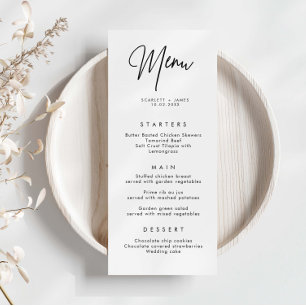 Minimaliserende Simple Wedding Menu Card