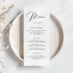 Minimaliserende Simple Wedding Menu Card<br><div class="desc">Deze aanpasbare bijpassende trouwmenukaart is ontworpen om te coördineren met ons Minimalistische All In One-Collectie en heeft een strakke en eenvoudige lay-out, met een klassiek lettertype. Voor meer geavanceerde aanpassingen van dit ontwerp, bijvoorbeeld het wijzigen van de lay-out, het lettertype of de tekstgrootte, klikt u op de knop "AANPASSEN" hierboven....</div>