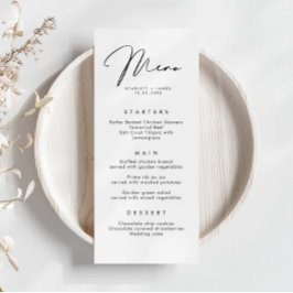 Minimaliserende Simple Wedding Menu Card