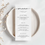 Minimaliserende Simple Wedding Menu Card<br><div class="desc">Deze aanpasbare bijpassende trouwmenukaart is ontworpen om te coördineren met ons Minimalistische All In One-Collectie en heeft een strakke en eenvoudige lay-out, met een klassiek lettertype. Voor meer geavanceerde aanpassingen van dit ontwerp, bijvoorbeeld het wijzigen van de lay-out, het lettertype of de tekstgrootte, klikt u op de knop "AANPASSEN" hierboven....</div>