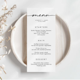 Minimaliserende Simple Wedding Menu Card