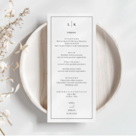 Minimaliserende Simple Wedding Menu Card