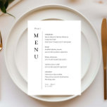 Minimaliserende Simple Wedding Menu Card<br><div class="desc">Deze aanpasbare bijpassende trouwmenukaart is ontworpen om te coördineren met ons Minimalist Menu Collectie en heeft een strakke en eenvoudige lay-out, met een klassiek lettertype. Voor meer geavanceerde aanpassingen van dit ontwerp, bijvoorbeeld het wijzigen van de lay-out, het lettertype of de tekstgrootte, klikt u op de knop "AANPASSEN" hierboven. Neem...</div>