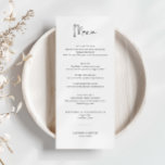 Minimaliserende Simple Wedding Menu Card<br><div class="desc">Deze aanpasbare overeenkomende trouwmenukaart is ontworpen om te coördineren met onze minimalistische All-in-One Collectie en biedt een schone en eenvoudige lay-out, met een klassiek lettertype. Voor een meer geavanceerde aanpassing van dit ontwerp, bijvoorbeeld het wijzigen van de lay-out, het lettertype of de tekstgrootte, klikt u hierboven op de knop "AANPASSEN"....</div>