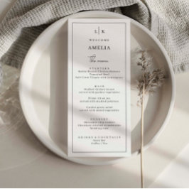Minimaliserende Simple Wedding Menu Card