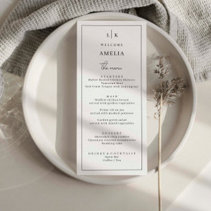 Minimaliserende Simple Wedding Menu Card