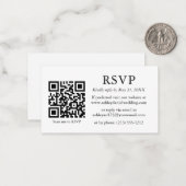 Minimaliserende Simple Wedding QR RSVP Enclosure Notitiekaartje (Voorkant / Achterkant in situ)
