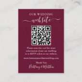 Minimaliserende Simple Wedding Website QR Burgundy Informatiekaartje (Voorkant)