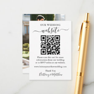 Minimaliserende Simple Wedding Website QR Foto Informatiekaartje