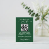 Minimaliserende Simple Wedding Website QR Green Informatiekaartje (Staand voorkant)