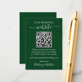 Minimaliserende Simple Wedding Website QR Green Informatiekaartje