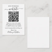 Minimaliserende Simple Wedding Website QR Informatiekaartje (Voorkant / Achterkant)