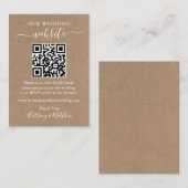 Minimaliserende Simple Wedding Website QR Kraft Informatiekaartje (Voorkant / Achterkant)