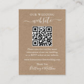 Minimaliserende Simple Wedding Website QR Kraft Informatiekaartje (Voorkant)