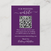 Minimaliserende Simple Wedding Website QR Paars Informatiekaartje (Voorkant)