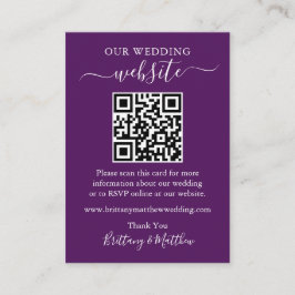 Minimaliserende Simple Wedding Website QR Paars Informatiekaartje